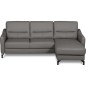 Canapé d'angle convertible en cuir italien luxe 5 places, FARINI, coffre, gris foncé, angle droit Canapé d'angle convertible en cuir italien luxe 5 places, FARINI, coffre, gris foncé, angle droit