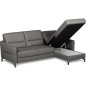 Canapé d'angle convertible en cuir italien luxe 5 places, FARINI, coffre, gris foncé, angle droit Canapé d'angle convertible en cuir italien luxe 5 places, FARINI, coffre, gris foncé, angle droit