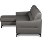 Canapé d'angle convertible en cuir italien luxe 5 places, FARINI, coffre, gris foncé, angle gauche Canapé d'angle convertible en cuir italien luxe 5 places, FARINI, coffre, gris foncé, angle gauche