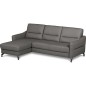 Canapé d'angle convertible en cuir italien luxe 5 places, FARINI, coffre, gris foncé, angle gauche Canapé d'angle convertible en cuir italien luxe 5 places, FARINI, coffre, gris foncé, angle gauche