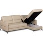 Canapé d'angle convertible en cuir italien luxe 5 places, FARINI, coffre, BEIGE, angle droit Canapé d'angle convertible en cuir italien luxe 5 places, FARINI, coffre, BEIGE, angle droit