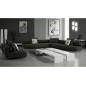 Ensemble cuir italien canapé d'angle et 2 fauteuils PARMA noir Ensemble cuir italien canapé d'angle et 2 fauteuils PARMA noir