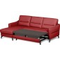 Canapé d'angle convertible en cuir italien luxe 5 places, FARINI, coffre, rouge, angle gauche Canapé d'angle convertible en cuir italien luxe 5 places, FARINI, coffre, rouge, angle gauche