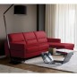 Canapé d'angle convertible en cuir italien luxe 5 places, FARINI, coffre, rouge, angle droit