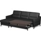 Canapé d'angle convertible en cuir italien luxe 5 places, FARINI, coffre, NOIR, angle gauche Canapé d'angle convertible en cuir italien luxe 5 places, FARINI, coffre, NOIR, angle gauche