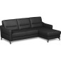 Canapé d'angle convertible en cuir italien luxe 5 places, FARINI, coffre, noir, angle droit Canapé d'angle convertible en cuir italien luxe 5 places, FARINI, coffre, noir, angle droit