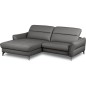 Canapé d'angle convertible en cuir italien luxe 5 places, MANZONI, coffre, gris foncé, angle gauche Canapé d'angle convertible en cuir italien luxe 5 places, MANZONI, coffre, gris foncé, angle gauche