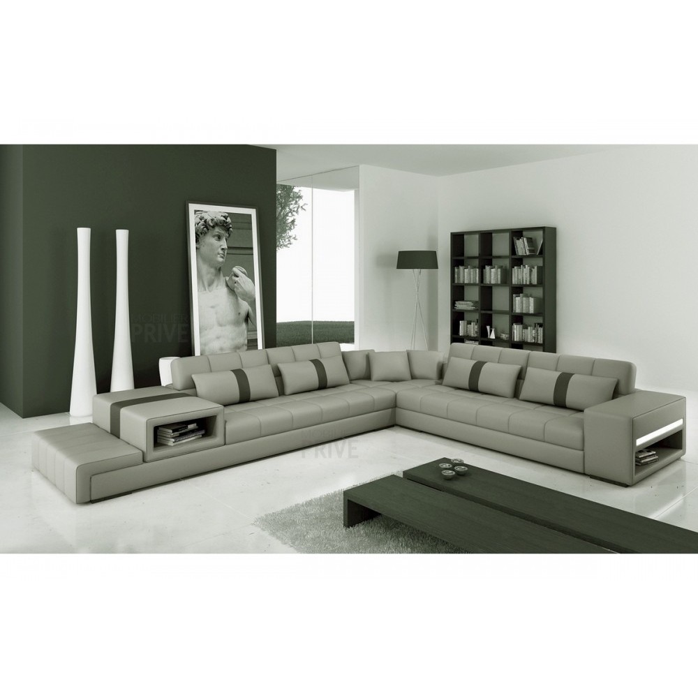 Canapé d'angle en cuir italien 6/7 places PASSION, gris clair / gris foncé, angle droit Canapé d'angle en cuir italien 6/7 places PASSION, gris clair / gris foncé, angle droit