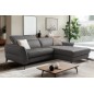 Canapé d'angle convertible en cuir italien luxe 5 places, MANZONI, coffre, gris foncé, angle droit Canapé d'angle convertible en cuir italien luxe 5 places, MANZONI, coffre, gris foncé, angle droit