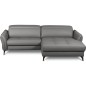 Canapé d'angle convertible en cuir italien luxe 5 places, MANZONI, coffre, gris foncé, angle droit Canapé d'angle convertible en cuir italien luxe 5 places, MANZONI, coffre, gris foncé, angle droit