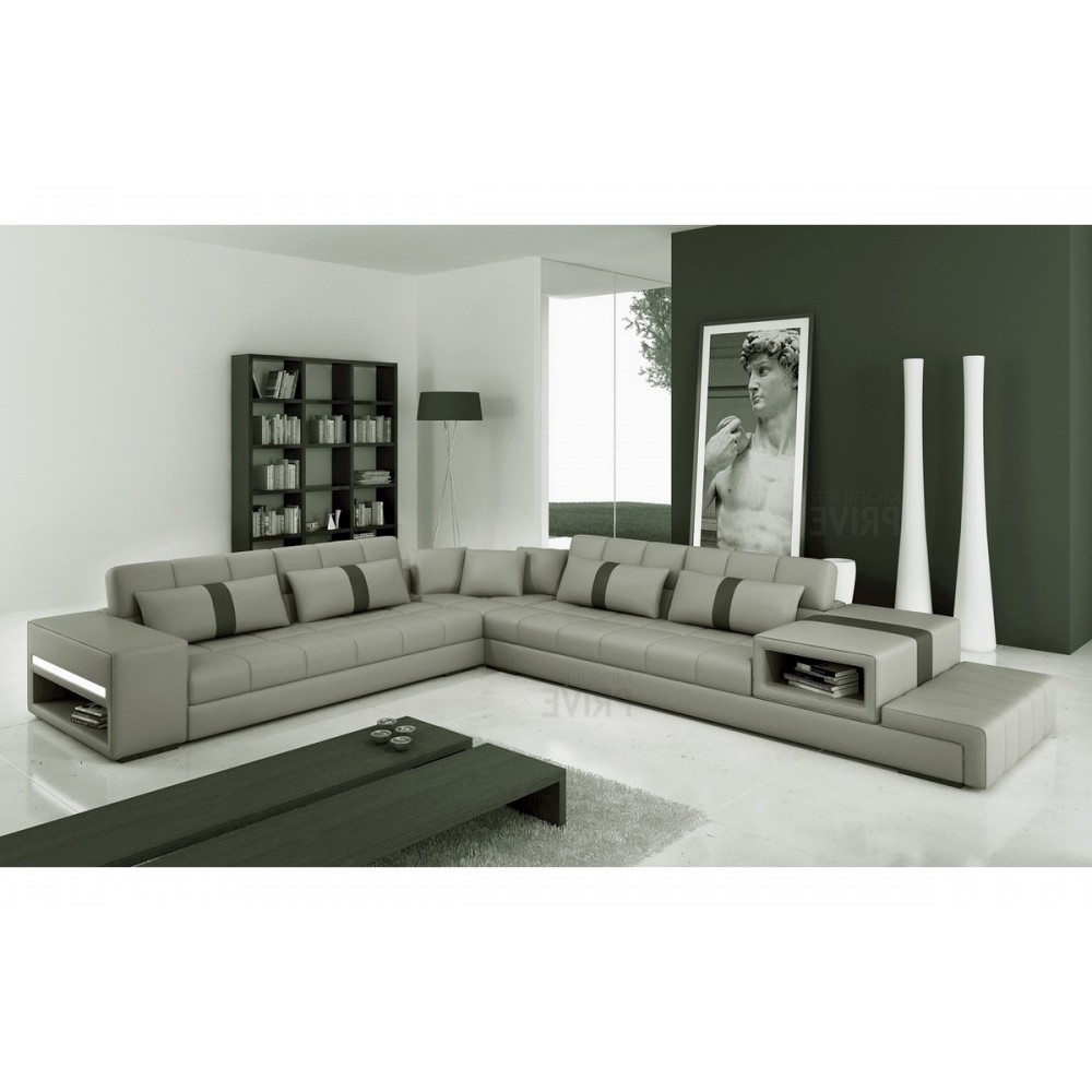 Canapé d'angle en cuir italien 6/7 places PASSION, gris clair / gris foncé, angle gauche Canapé d'angle en cuir italien 6/7 places PASSION, gris clair / gris foncé, angle gauche