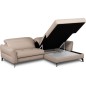 Canapé d'angle convertible en cuir italien luxe 5 places, MANZONI, coffre, beige, angle droit Canapé d'angle convertible en cuir italien luxe 5 places, MANZONI, coffre, beige, angle droit