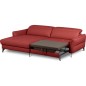 Canapé d'angle convertible en cuir italien luxe 5 places, MANZONI, coffre, rouge foncé, angle gauche