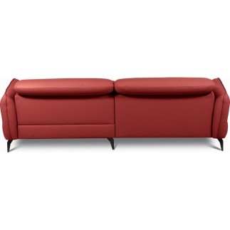 Canapé d'angle convertible en cuir italien luxe 5 places, MANZONI, coffre, rouge foncé, angle droit