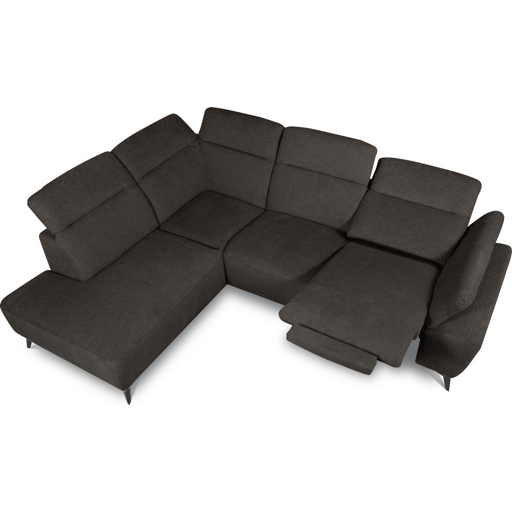 Canapé d'angle avec relax électrique en tissu Bellagio, marron foncé, angle gauche Canapé d'angle avec relax électrique en tissu Bellagio, marron foncé, angle gauche