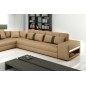 Canapé d'angle en cuir italien 6/7 places PASSION, beige et chocolat, angle droit