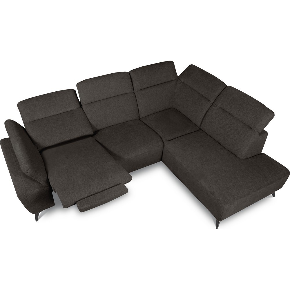 Canapé d'angle avec relax électrique en tissu Bellagio, marron foncé, angle droit Canapé d'angle avec relax électrique en tissu Bellagio, marron foncé, angle droit