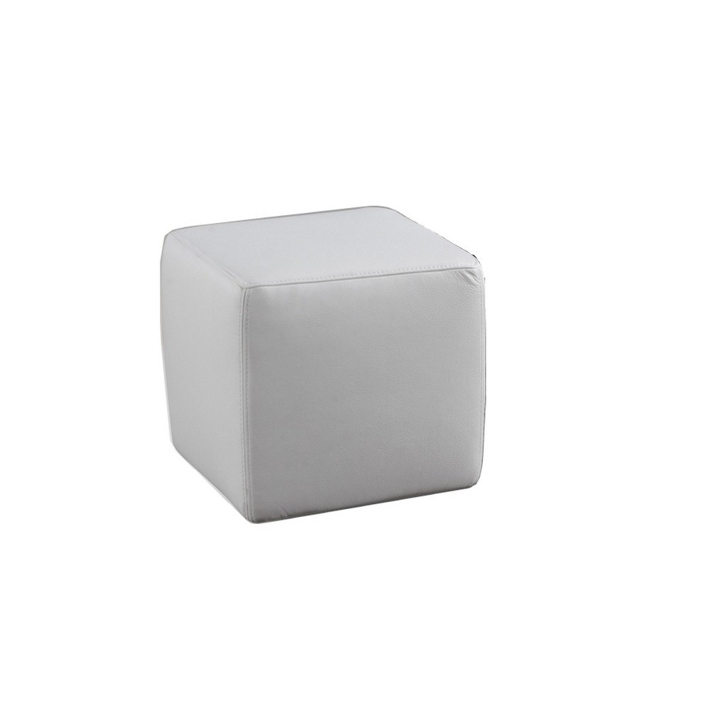 Un pouf carré en cuir, blanc Un pouf carré en cuir, blanc