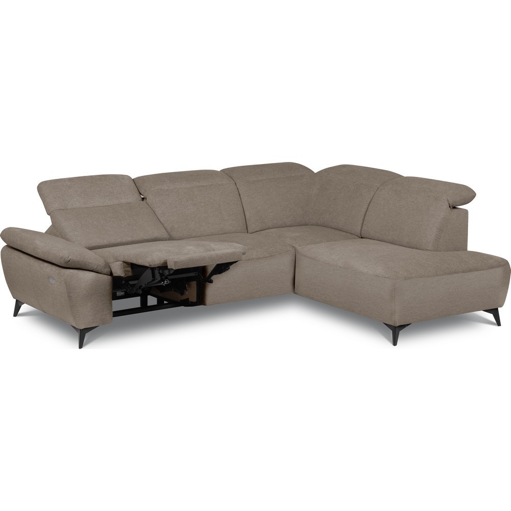 Canapé d'angle avec relax électrique en tissu Bellagio, taupe, angle droit Canapé d'angle avec relax électrique en tissu Bellagio, taupe, angle droit