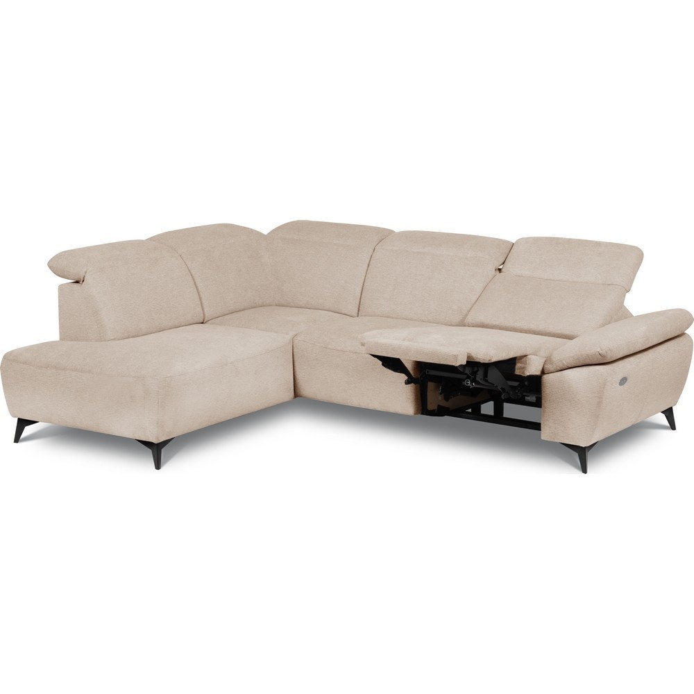 Canapé d'angle avec relax électrique en tissu Bellagio, beige, angle gauche Canapé d'angle avec relax électrique en tissu Bellagio, beige, angle gauche