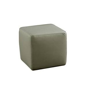 Un pouf carré en cuir, blanc