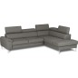 Canapé d'angle convertible en cuir italien luxe 5 places, Hombourg, coffre, gris foncé, angle droit