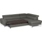Canapé d'angle convertible en cuir italien luxe 5 places, Hombourg, coffre, gris foncé, angle droit
