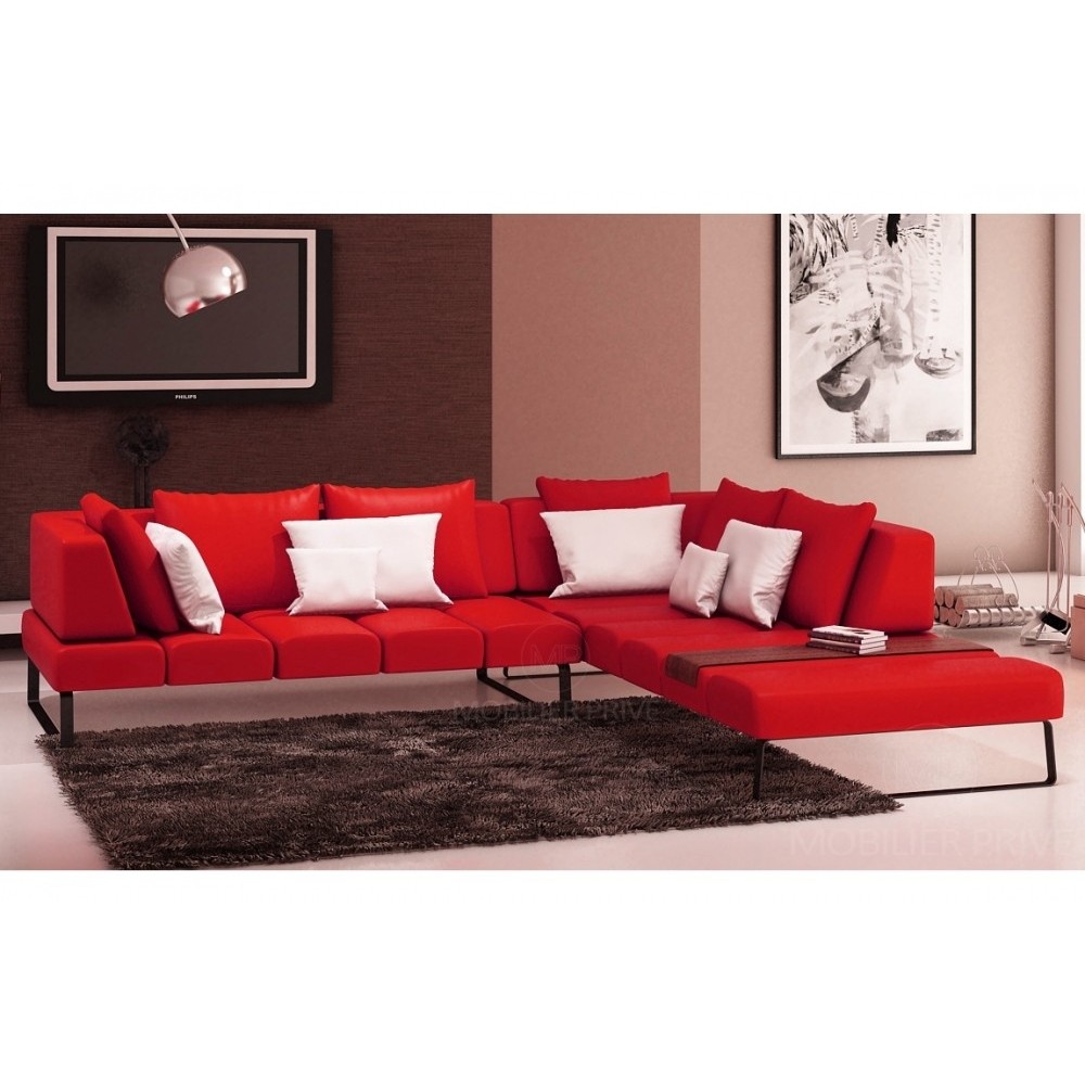 Canapé d'angle en cuir italien 6/7 places ELENA, rouge, angle droit Canapé d'angle en cuir italien 6/7 places ELENA, rouge, angle droit