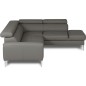 Canapé d'angle convertible en cuir italien luxe 5 places, Hombourg, coffre, gris foncé, angle droit