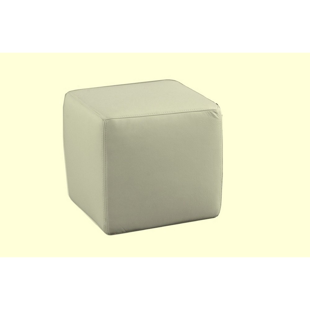 Un pouf carré en cuir, écru Un pouf carré en cuir, écru