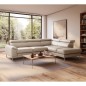 Canapé d'angle convertible en cuir italien luxe 5 places, Hombourg, coffre, beige, angle droit Canapé d'angle convertible en cuir italien luxe 5 places, Hombourg, coffre, beige, angle droit