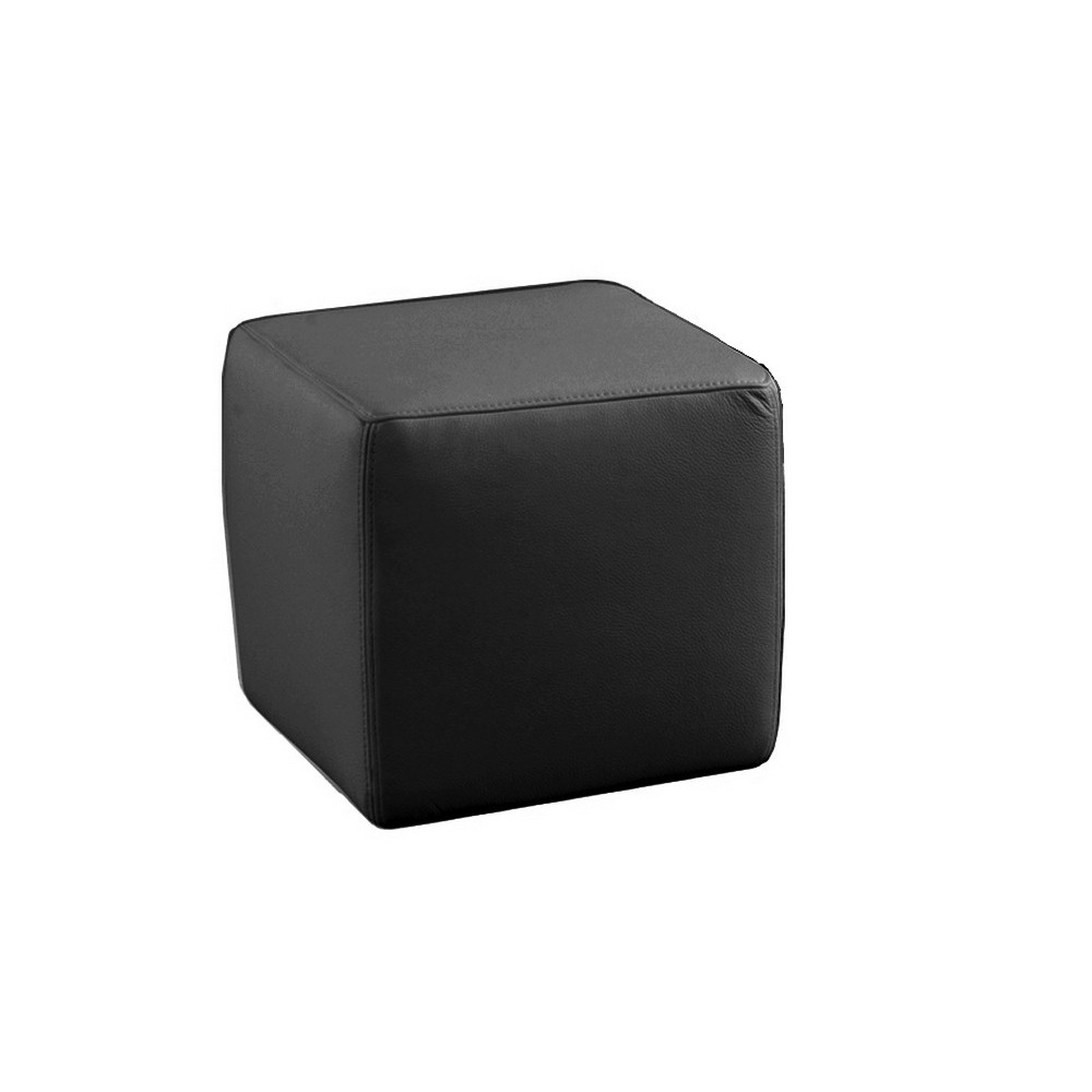 Un pouf carré en cuir, noir Un pouf carré en cuir, noir