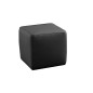 Un pouf carré en cuir, noir Un pouf carré en cuir, noir