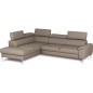Canapé d'angle convertible en cuir italien luxe 5 places, Hombourg, coffre, taupe, angle gauche Canapé d'angle convertible en cuir italien luxe 5 places, Hombourg, coffre, taupe, angle gauche