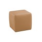 Un pouf carré en cuir, beige Un pouf carré en cuir, beige