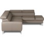 Canapé d'angle convertible en cuir italien luxe 5 places, Hombourg, coffre, taupe, angle droit Canapé d'angle convertible en cuir italien luxe 5 places, Hombourg, coffre, taupe, angle droit
