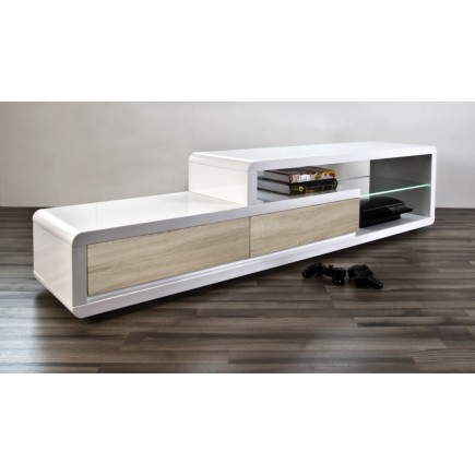 Meuble TV design blanc laqué brillant ERTIS