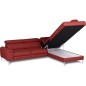Canapé d'angle convertible en cuir italien luxe 5 places, Hombourg, coffre, ROUGE, angle droit Canapé d'angle convertible en cuir italien luxe 5 places, Hombourg, coffre, ROUGE, angle droit
