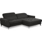 Canapé d'angle convertible en tissu luxe 5 places, MANCINI, coffre, noir, angle droit Canapé d'angle convertible en tissu luxe 5 places, MANCINI, coffre, noir, angle droit
