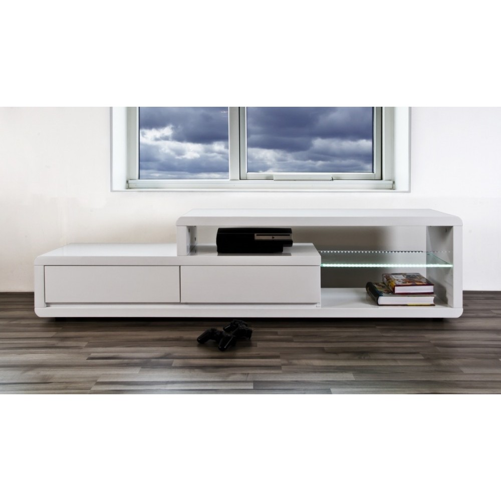 Meuble TV design blanc laqué brillant ERTA Meuble TV design blanc laqué brillant ERTA