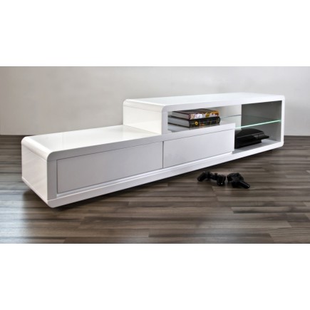Meuble TV design blanc laqué brillant ERTA