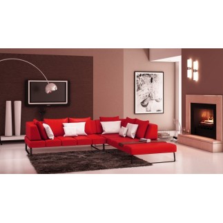Canapé d'angle en cuir italien 6/7 places ELENA, rouge, angle droit