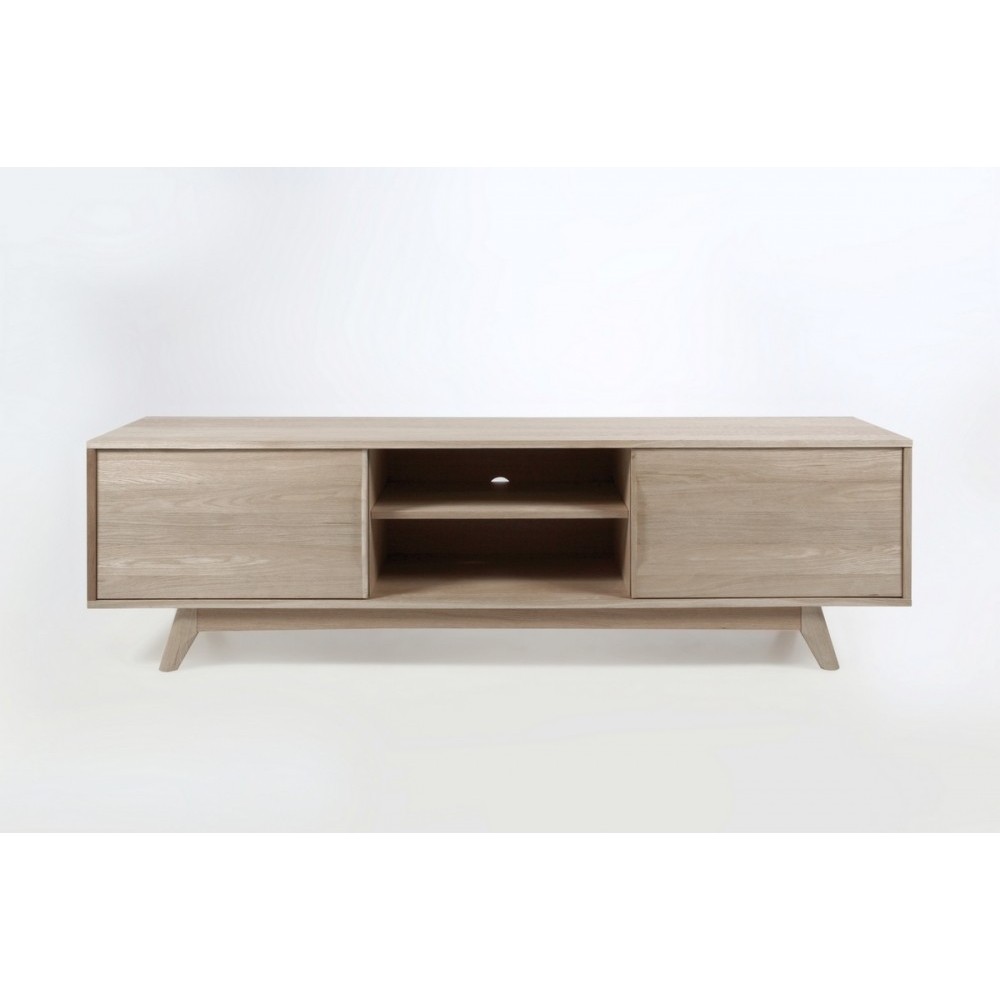 Meuble TV design scandinave en bois massif finition chêne, MARINI Meuble TV design scandinave en bois massif finition chêne, MARINI