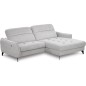 Canapé d'angle convertible en tissu luxe 5 places, MANCINI, coffre, gris, angle droit