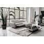 Canapé d'angle convertible en tissu luxe 5 places, MANCINI, coffre, gris, angle droit