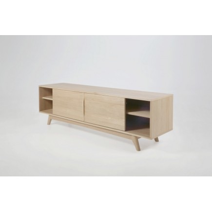 Meuble TV design scandinave en bois massif finition chêne, MARINI