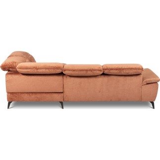 Canapé d'angle convertible en velours luxe - 5 places, SIENNA, brique, angle droit