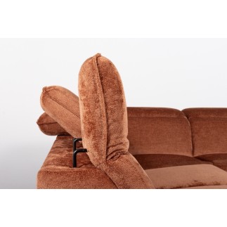 Canapé d'angle convertible en velours luxe - 5 places, SIENNA, brique, angle droit