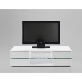 Meuble TV design, en bois laqué blanc, SUOMI