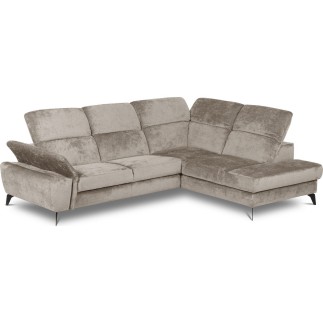 Canapé d'angle convertible en velours luxe - 5 places, SIENNA, taupe, angle droit